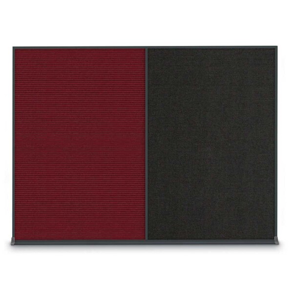 United Visual Products Double Door Radius Plus Corkboard, 48"X UV8003PLUS-SATIN-PEARL - main